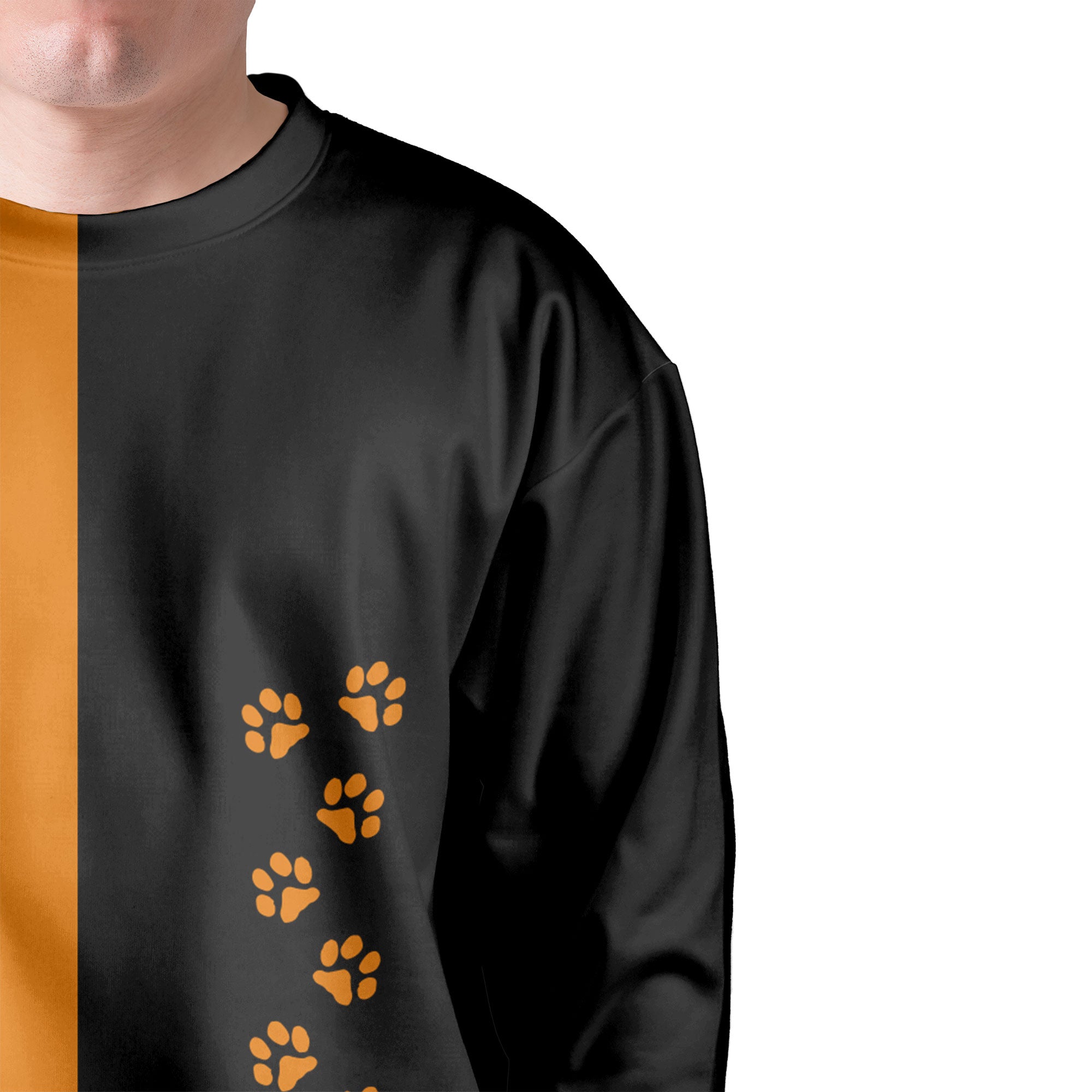 Naughty Cat Pawing Orange Halloween Sweatshirt - HYPERFAVOR