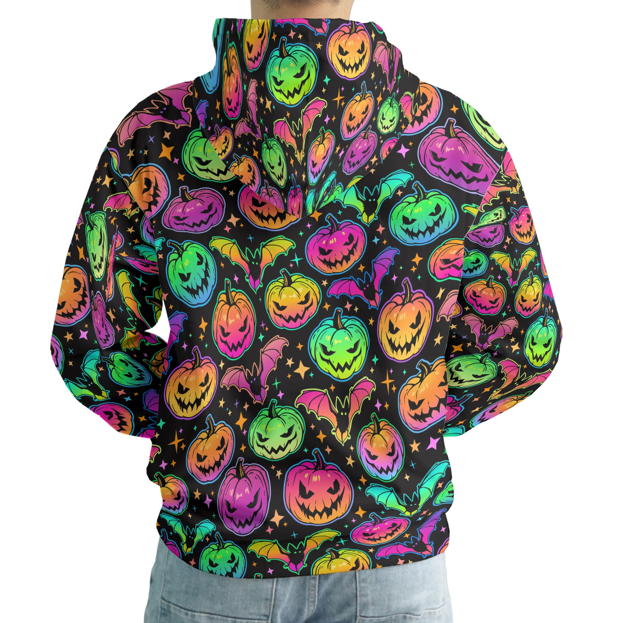 Neon Ghost Pumpkin Halloween Hoodie - HYPERFAVOR