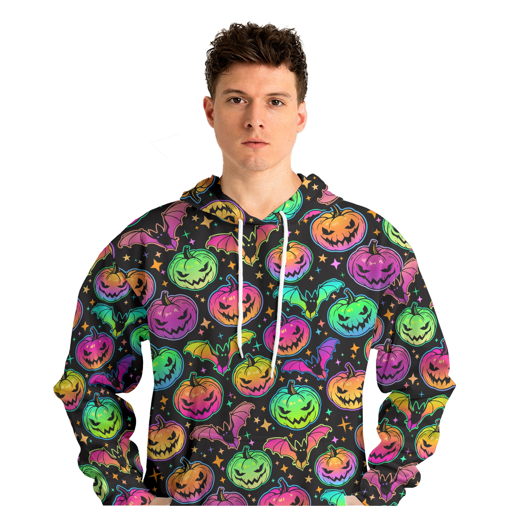 Neon Ghost Pumpkin Halloween Hoodie - HYPERFAVOR