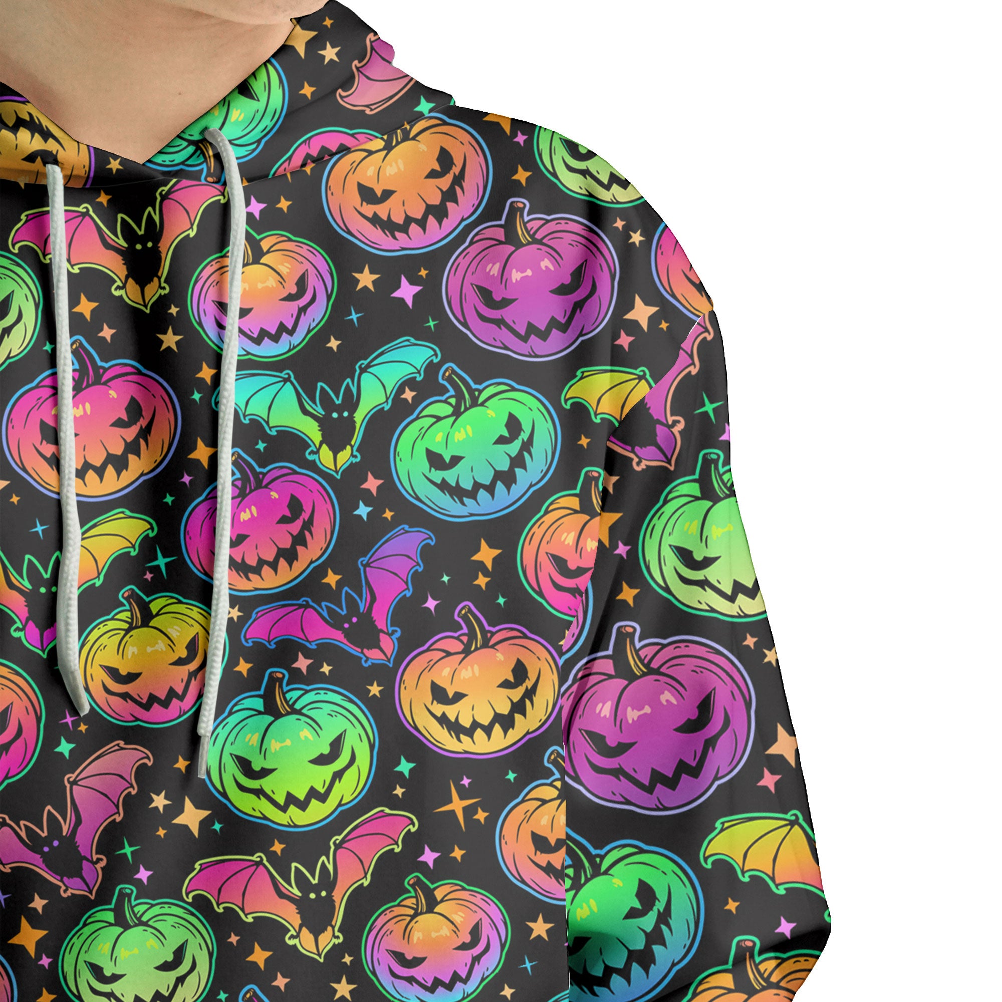 Neon Ghost Pumpkin Halloween Hoodie - HYPERFAVOR