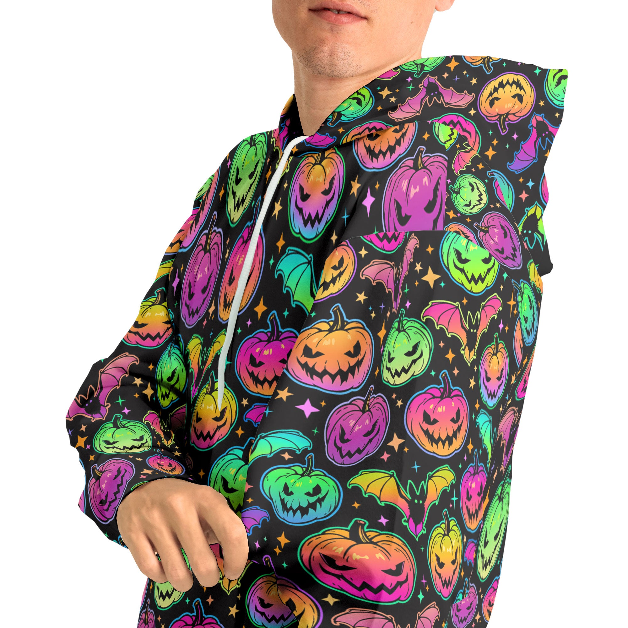 Neon Ghost Pumpkin Halloween Hoodie - HYPERFAVOR