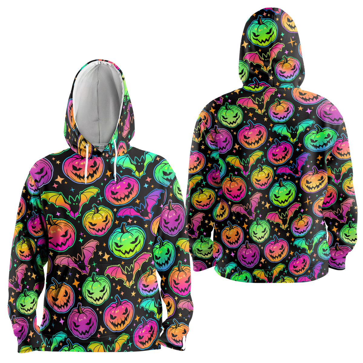 Neon Ghost Pumpkin Halloween Hoodie - HYPERFAVOR