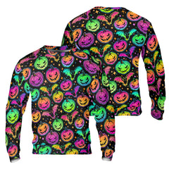 Neon Ghost Pumpkin Halloween Sweatshirt - HYPERFAVOR