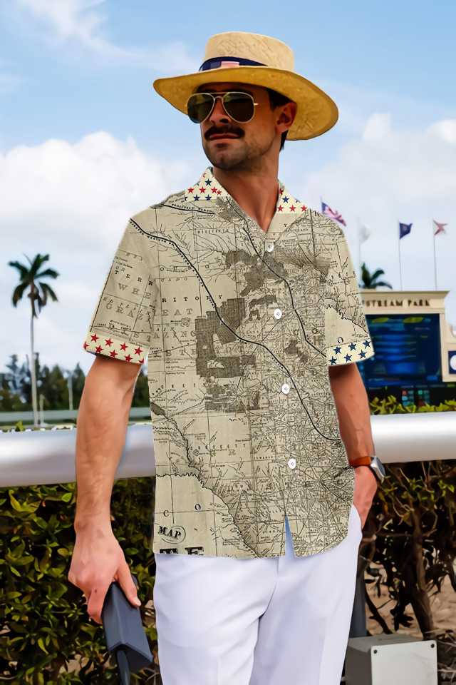 Old Map of Texas Vintage Texas Hawaiian Shirt, Unique Texas Shirt For Texas Lovers