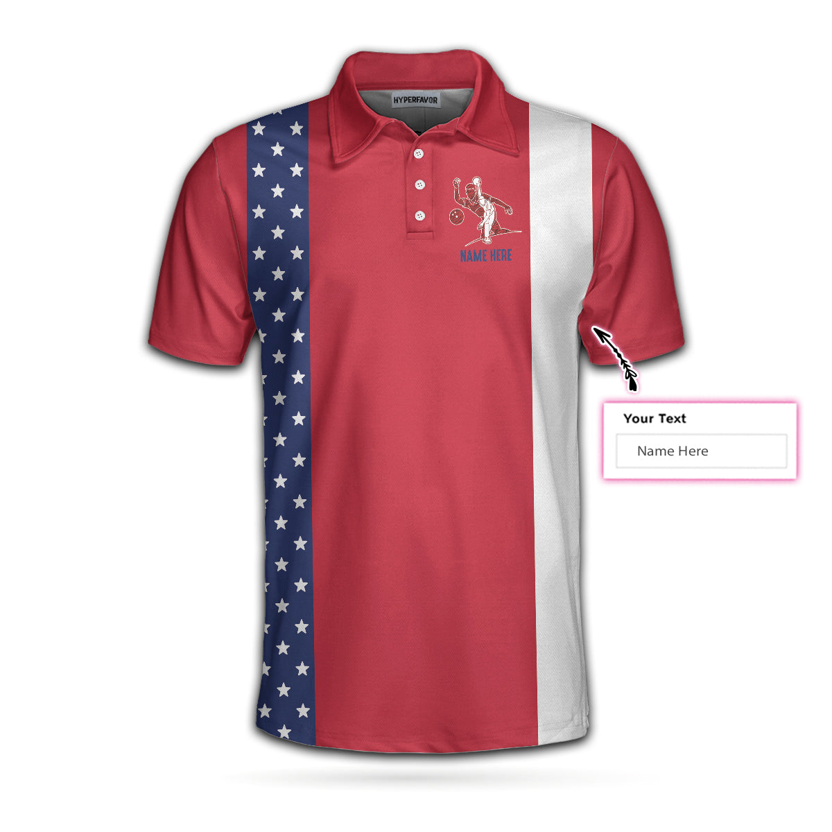 Once I Zero In You Can Put A X On In Retro Style Custom Polo Shirt, American Flag Bowling Shirt For Men