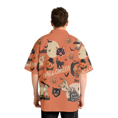 Orange Retro Halloween Ghost Pumpkins Hawaiian Shirt - HYPERFAVOR