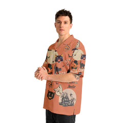 Orange Retro Halloween Ghost Pumpkins Hawaiian Shirt - HYPERFAVOR