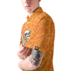 Skeleton Surfing Orange Halloween Ghost Pumpkins Pattern Polo Shirt - HYPERFAVOR