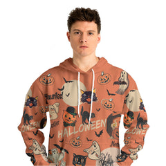 Orange Retro Halloween Ghost Pumpkins Hoodie - HYPERFAVOR