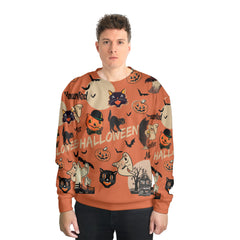 Orange Retro Halloween Ghost Pumpkins Sweatshirt - HYPERFAVOR