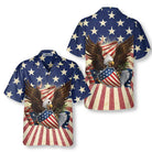 Patriotic Eagle Defending Honor And America Hawaiian Shirt, American Flag Button-down Shirt