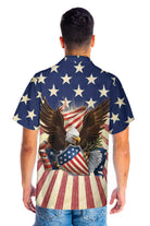 Patriotic Eagle Defending Honor And America Hawaiian Shirt, American Flag Button-down Shirt