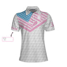 Personalize Queen Of The Golf Course Golf Custom Short Sleeve Women Polo Shirt, Golf Texture American Flag Polo Shirt For Ladies