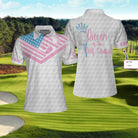 Personalize Queen Of The Golf Course Golf Custom Short Sleeve Women Polo Shirt, Golf Texture American Flag Polo Shirt For Ladies