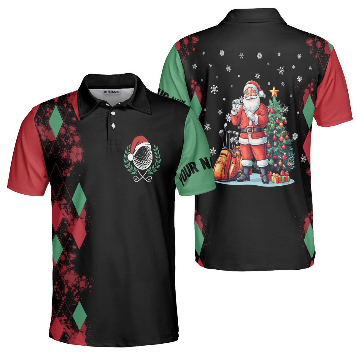 Personalized Christmas Santa Claus Golf Shirt For Men