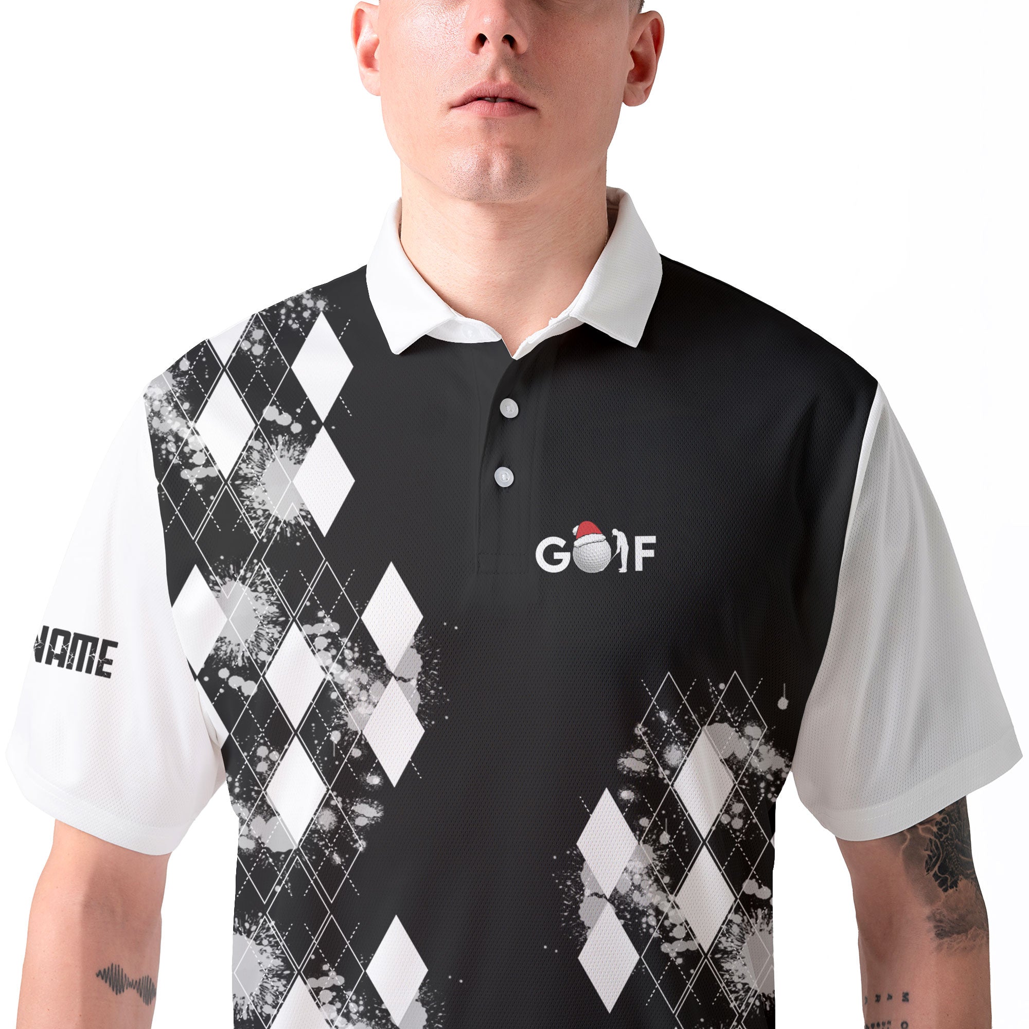 Personalized Christmas Snowman Golfer Men Polo Shirt