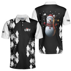 Personalized Christmas Snowman Golfer Men Polo Shirt