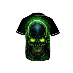 Personalized Green Lightning Evil Skull Baseball Jersey - HYPERFAVOR