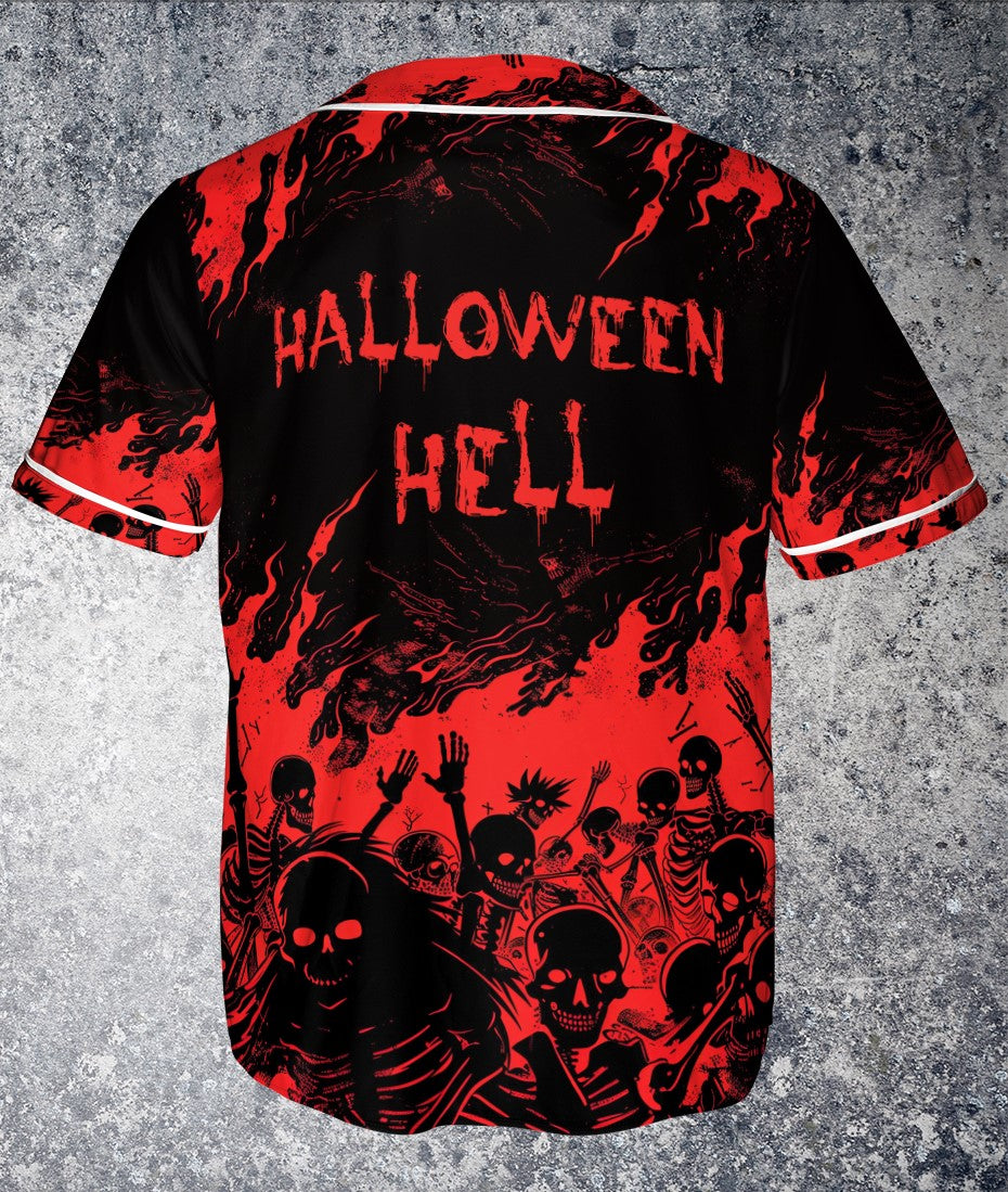 Personalized Halloween Hell Flaming Baseball Jersey - HYPERFAVOR