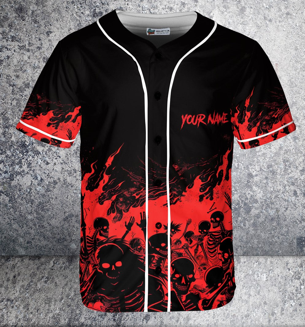 Personalized Halloween Hell Flaming Baseball Jersey - HYPERFAVOR