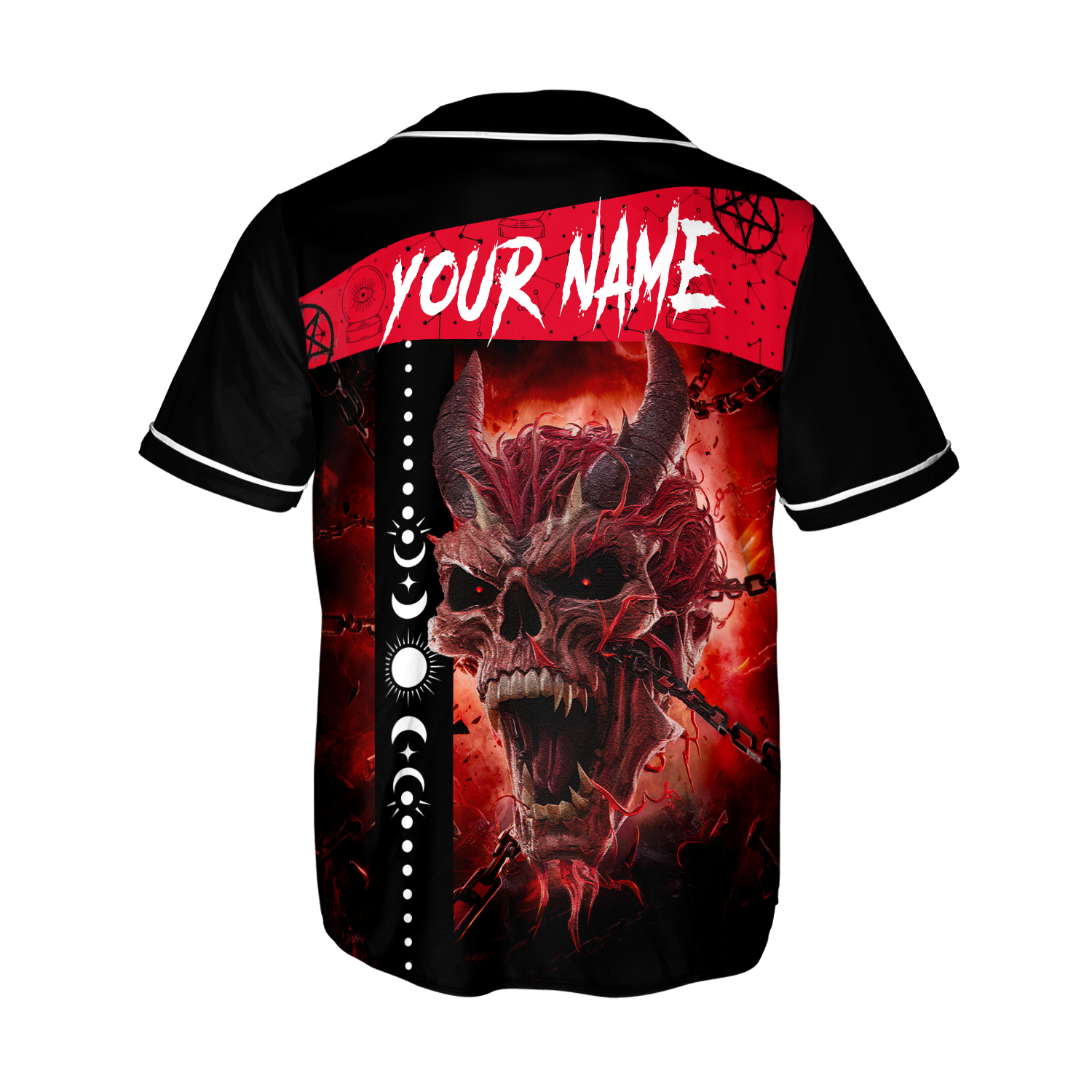 Personalized Satanic Symbol Demon Skull Baseball Jersey - HYPERFAVOR