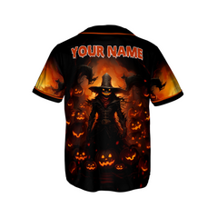 Personalized Scary Pumpkin Witch Spooky Halloween Baseball Jersey - HYPERFAVOR