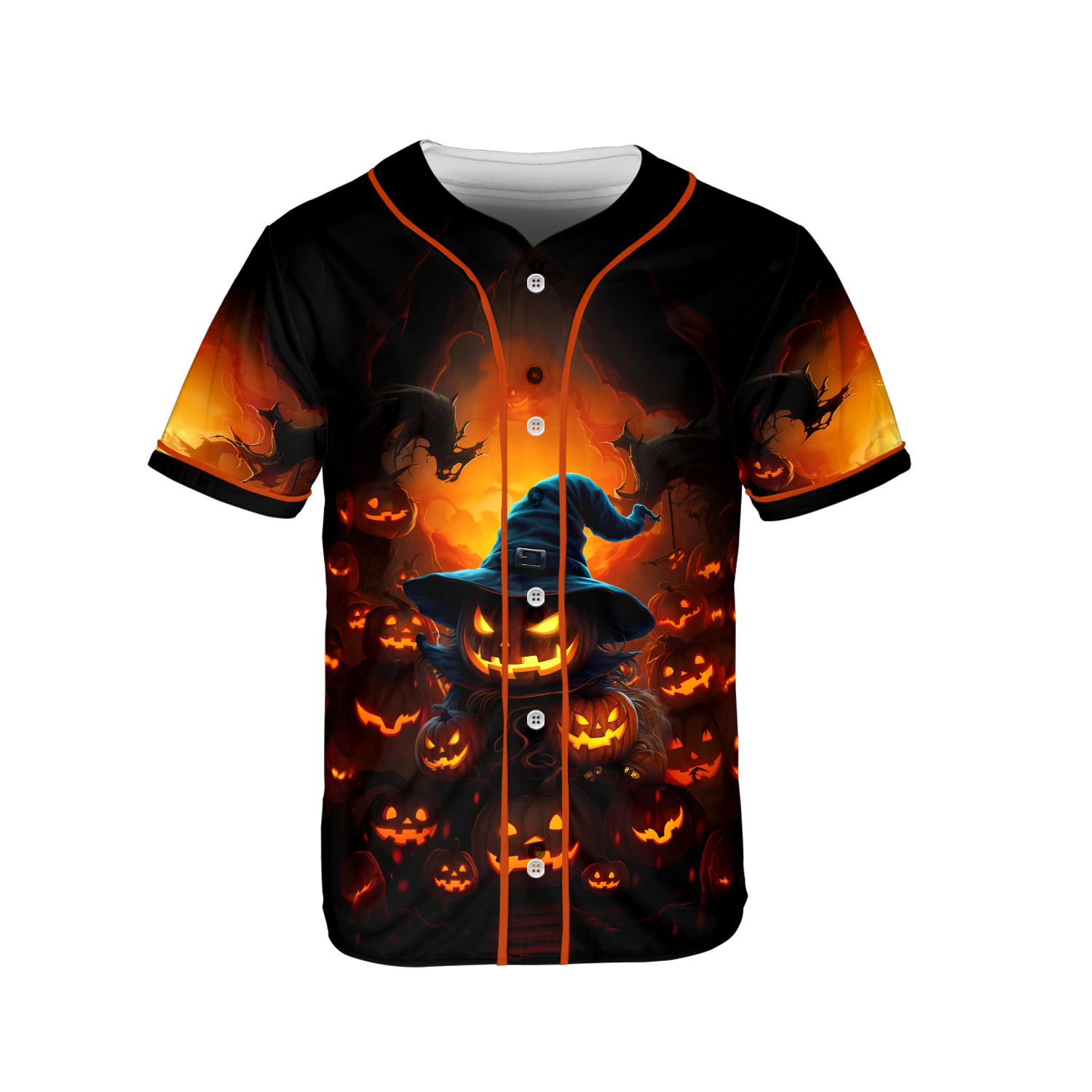 Personalized Scary Pumpkin Witch Spooky Halloween Baseball Jersey - HYPERFAVOR