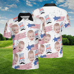 HYPERFAVOR Personalized Best Dad Ever USA Flag Polo Shirts