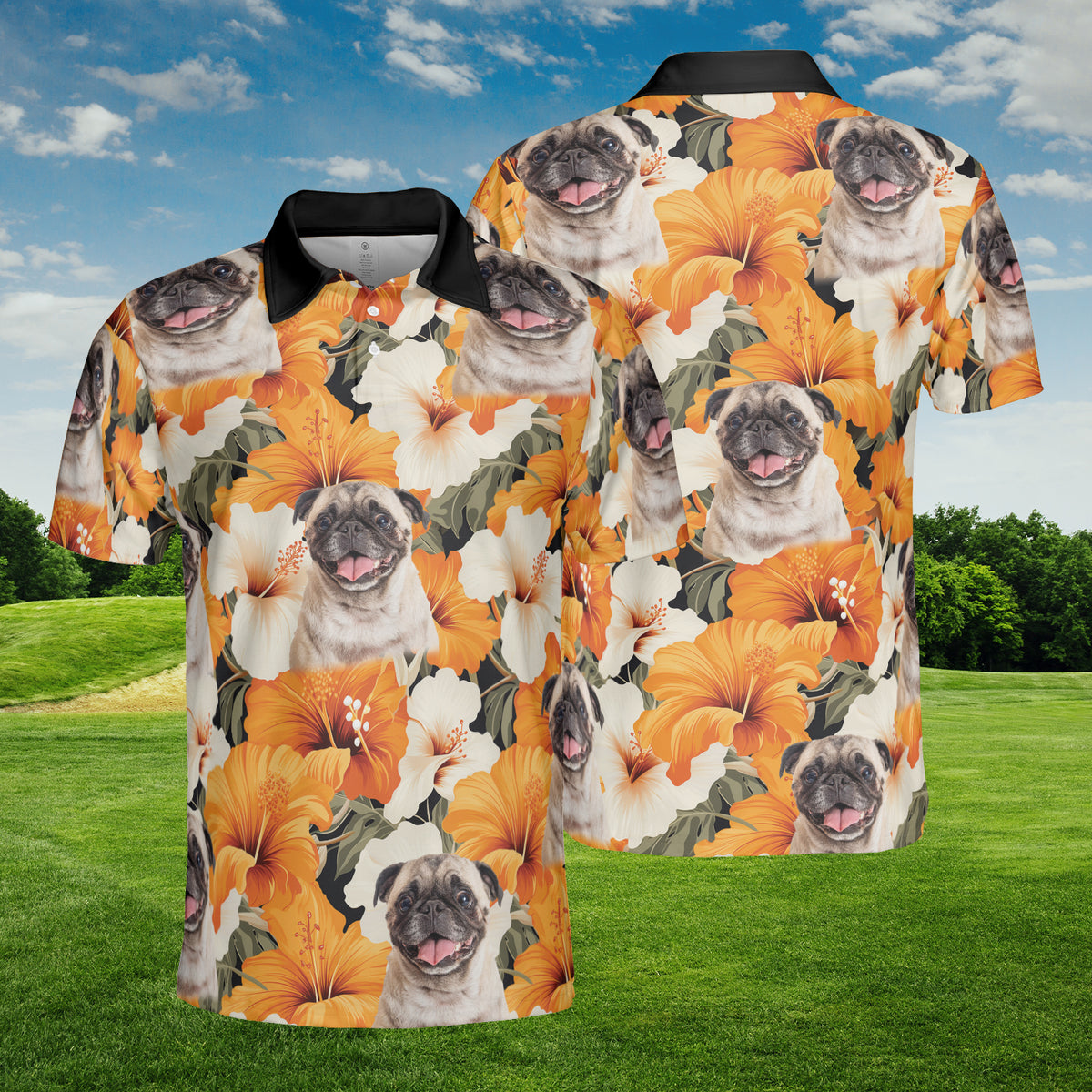 HYPERFAVOR Flowers Pattern Orange Color Custom Polo Shirt For Pet Lovers