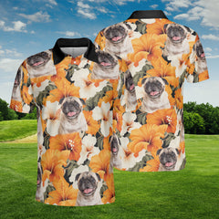 HYPERFAVOR Flowers Pattern Orange Color Custom Polo Shirt For Pet Lovers