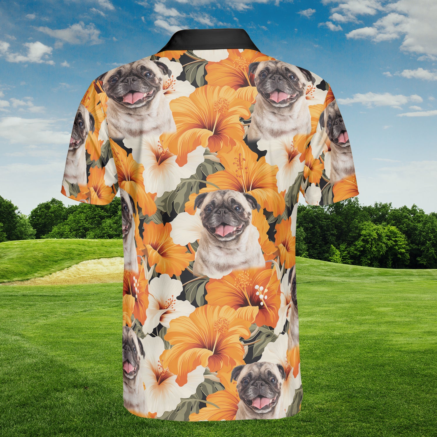 HYPERFAVOR Flowers Pattern Orange Color Custom Polo Shirt For Pet Lovers