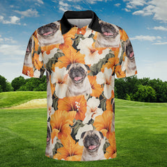 HYPERFAVOR Flowers Pattern Orange Color Custom Polo Shirt For Pet Lovers