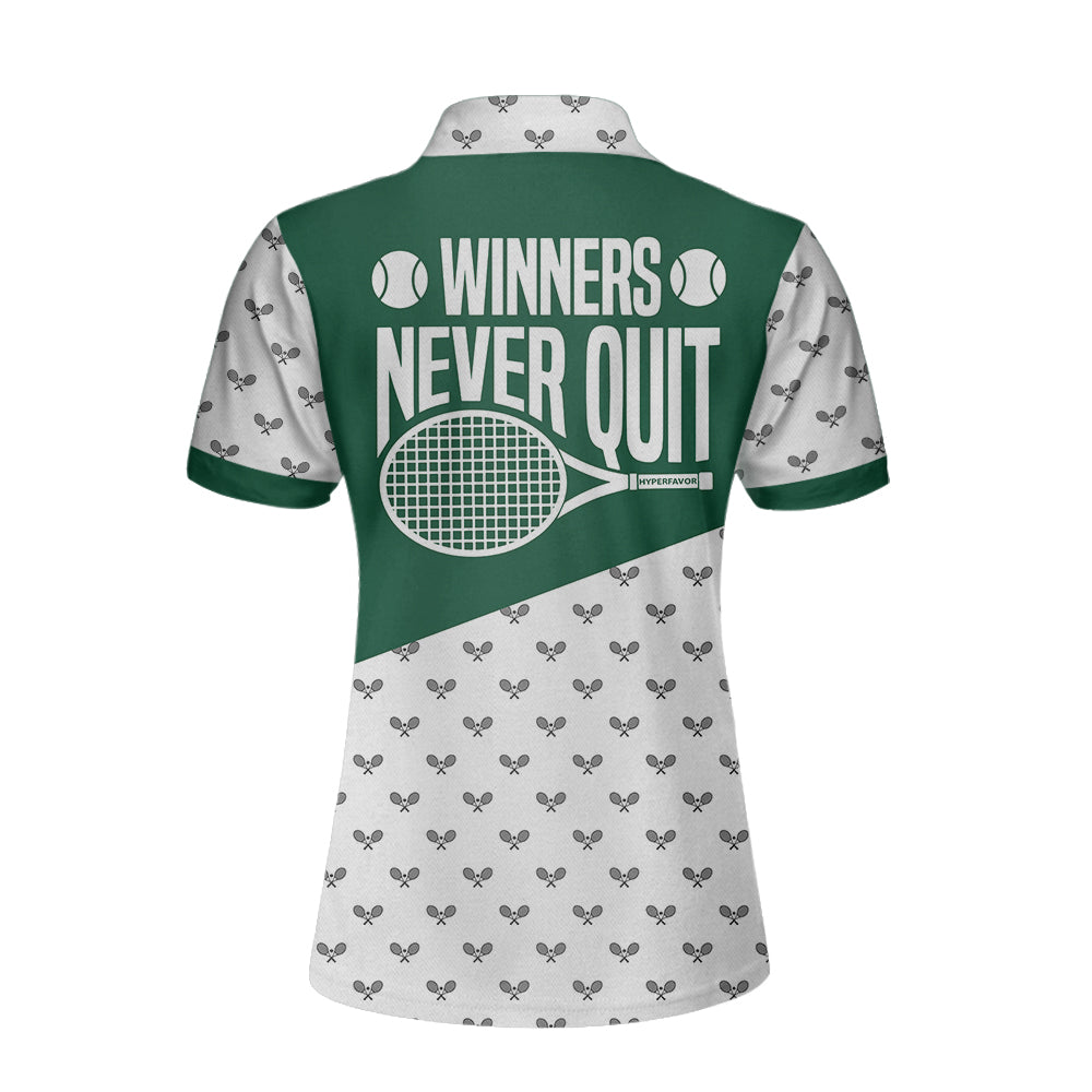 Personalized Tennis Winners Never Quit Custom Short Sleeve Women Polo Shirt
