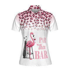 Pink Leopard Flamingo Par Then Bar Women Golf Polo Shirt