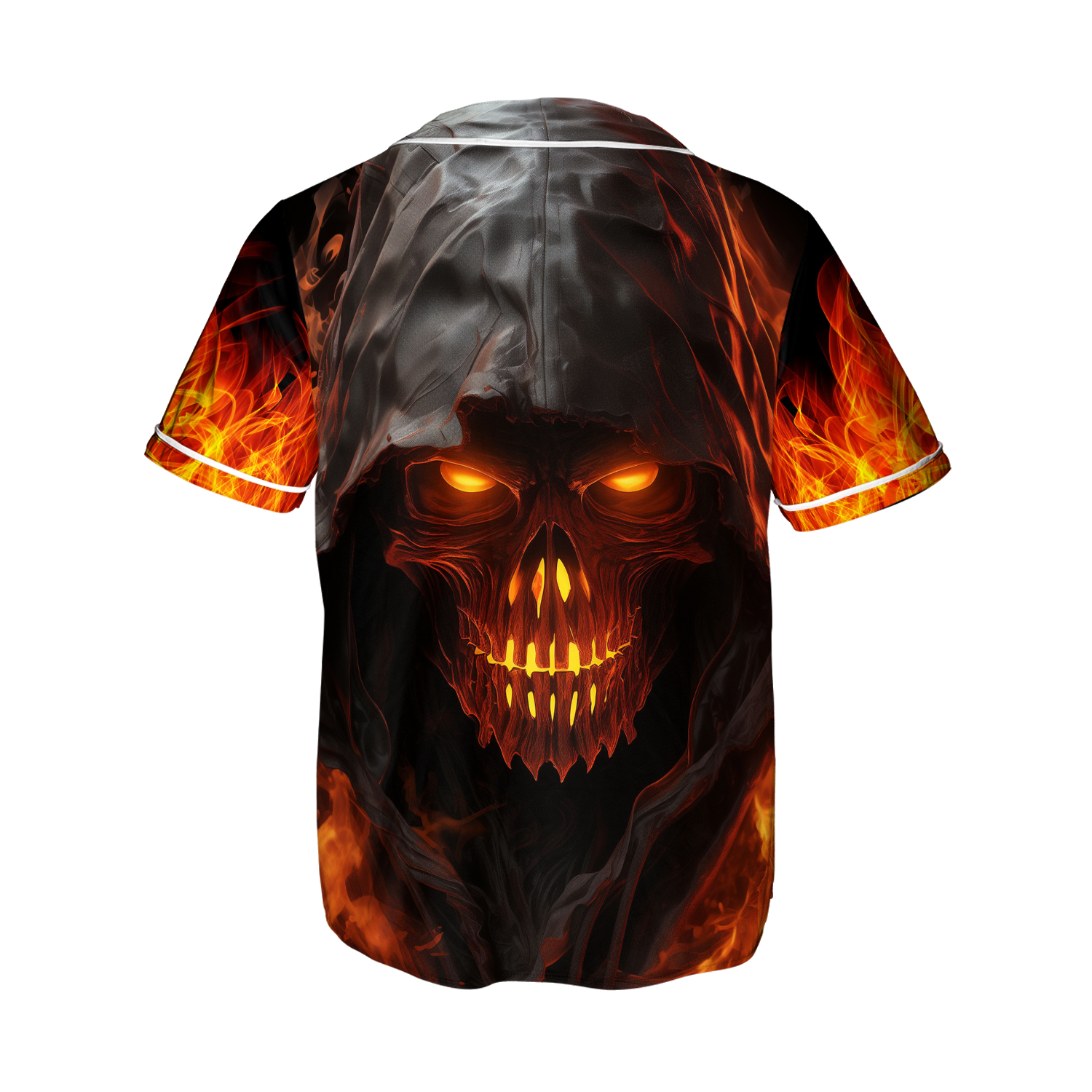 Pride Grim Reaper Flaming Skull Custom Baseball Jersey - HYPERFAVOR