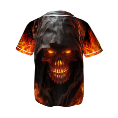 Pride Grim Reaper Flaming Skull Custom Baseball Jersey - HYPERFAVOR