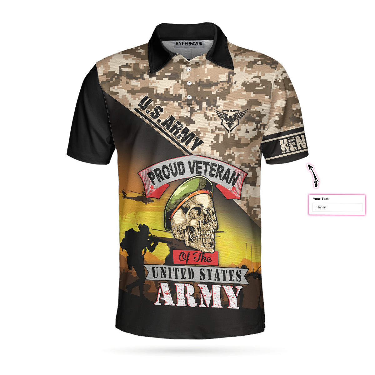 Proud Veteran Of The U.S Army Custom Polo Shirt, Skull Veteran Polo Shirt, Personalized Veteran Shirt For Men