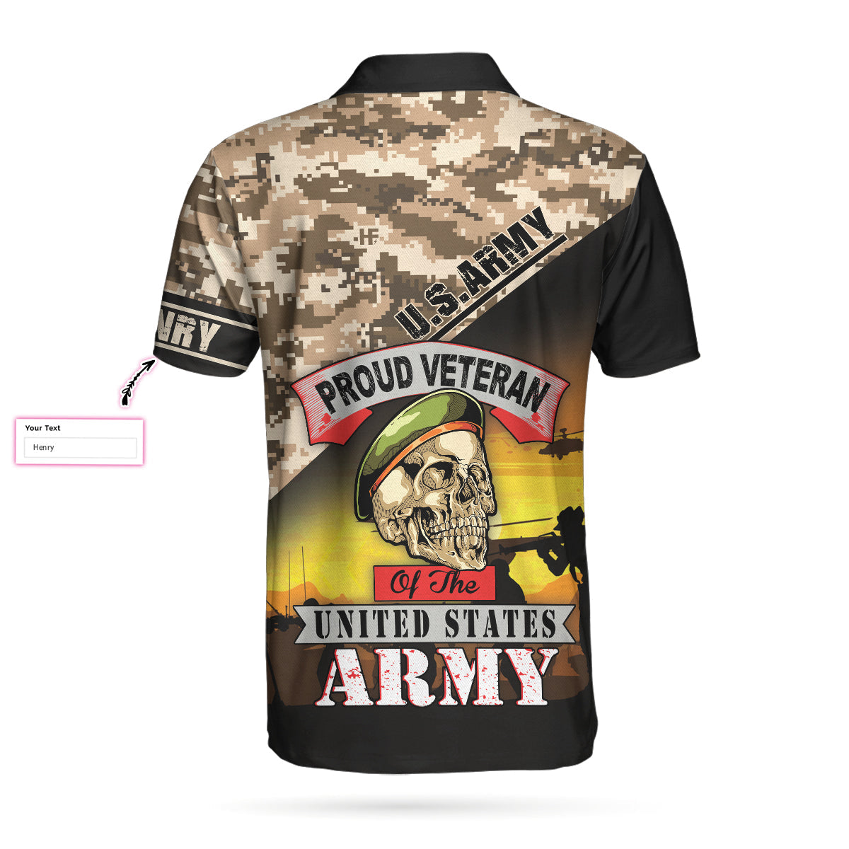 Proud Veteran Of The U.S Army Custom Polo Shirt, Skull Veteran Polo Shirt, Personalized Veteran Shirt For Men
