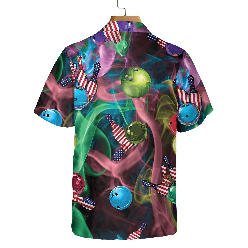 Rainbow Smoke And American Flag Bowling Hawaiian Shirt, Best Bowling Shirt For Men And Women