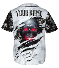 Red Eyes Skull Custom Baseball Jersey - HYPERFAVOR