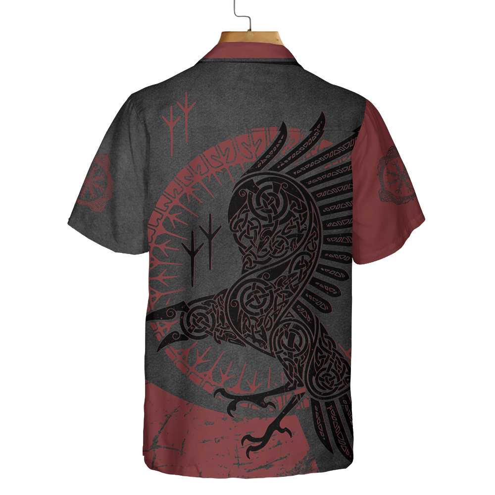 Red And Black Raven Viking Hawaiian Shirt, Unique Viking Raven Shirt For Men And Women