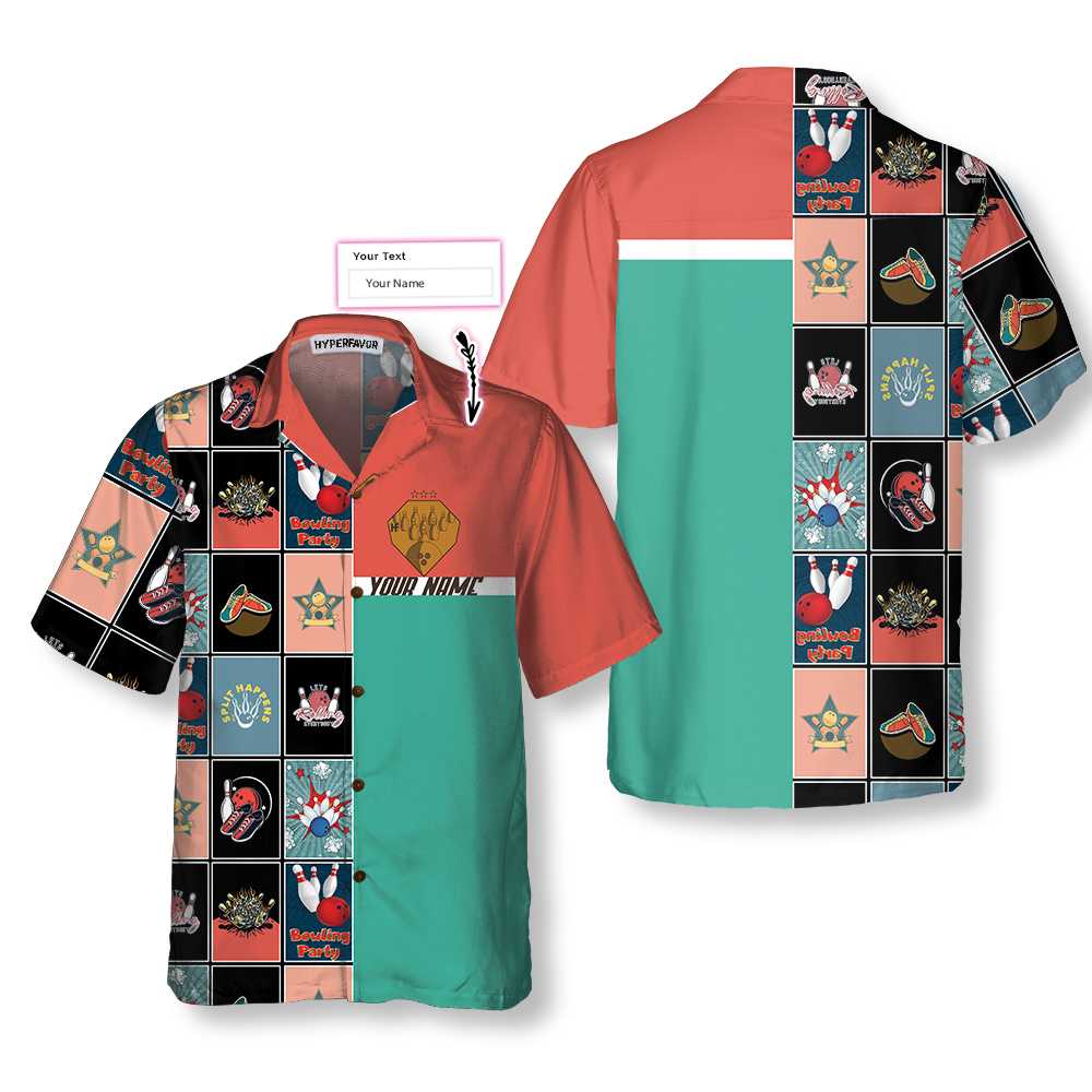 Red Blue Vintage Bowling Hawaiian Shirt, Unique Bowling Shirt, Best Gift For Bowling Players