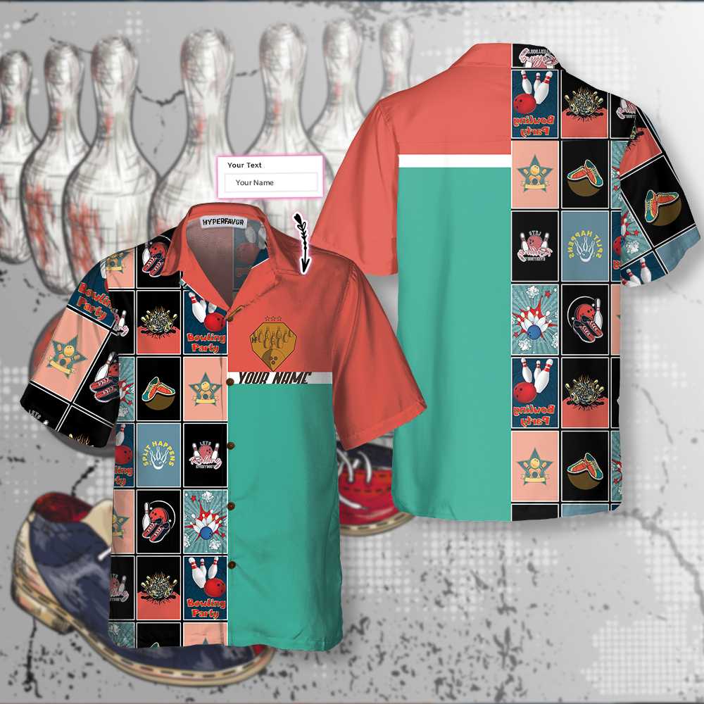 Red Blue Vintage Bowling Hawaiian Shirt, Unique Bowling Shirt, Best Gift For Bowling Players