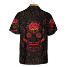 Red Mexican Sugar Skull Hawaiian Shirt, Day Of The Dead Skull Shirt