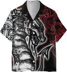 Red Tattoo Dragon Hawaiian Shirt, Red Light Chinese Dragon Shirt