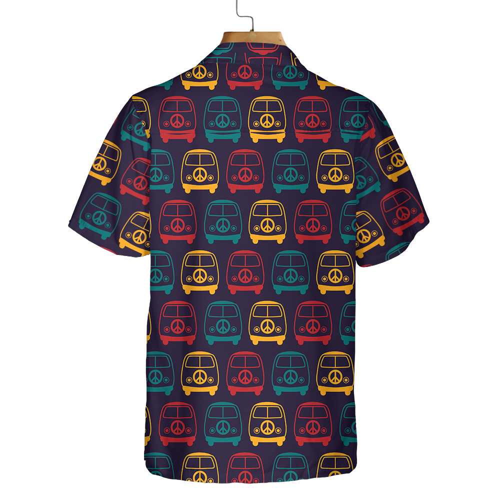 Retro Mini Van Hippie Hawaiian Shirt, Colorful Hippie Vans Seamless Pattern Shirt, Unique Hippie Gift