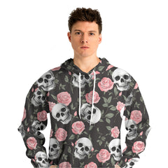 Rose Flower Skull Pattern Hoodie - HYPERFAVOR