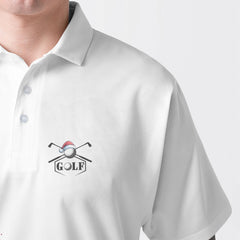 Santa Golfer Custom Name Men Polo Shirt