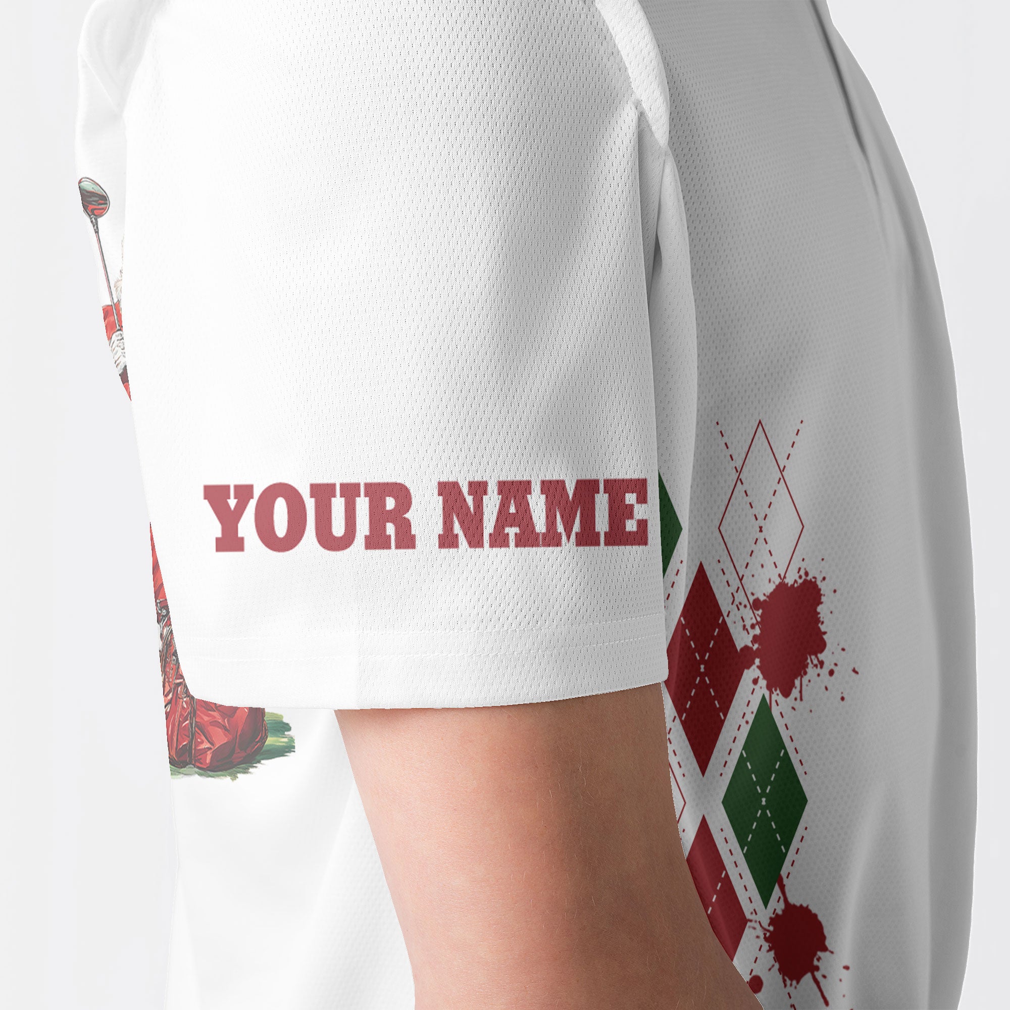 Santa Golfer Custom Name Men Polo Shirt