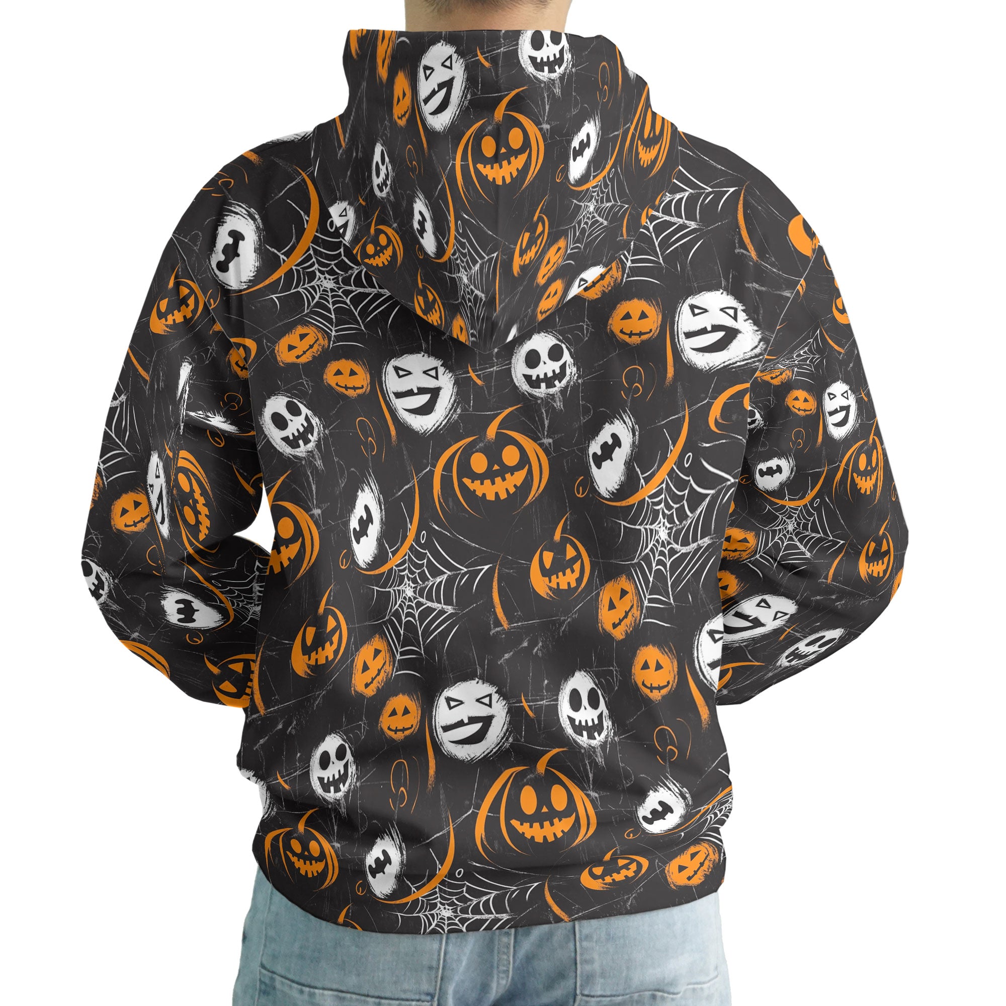 Scary Faces On Dark Halloween Seamless Pattern Hoodie - HYPERFAVOR